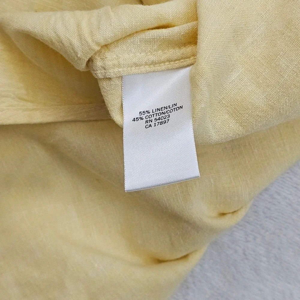Banana Republic Shirt Mens XXL Yellow Linen Cotton Short Sleeve Summer Safari